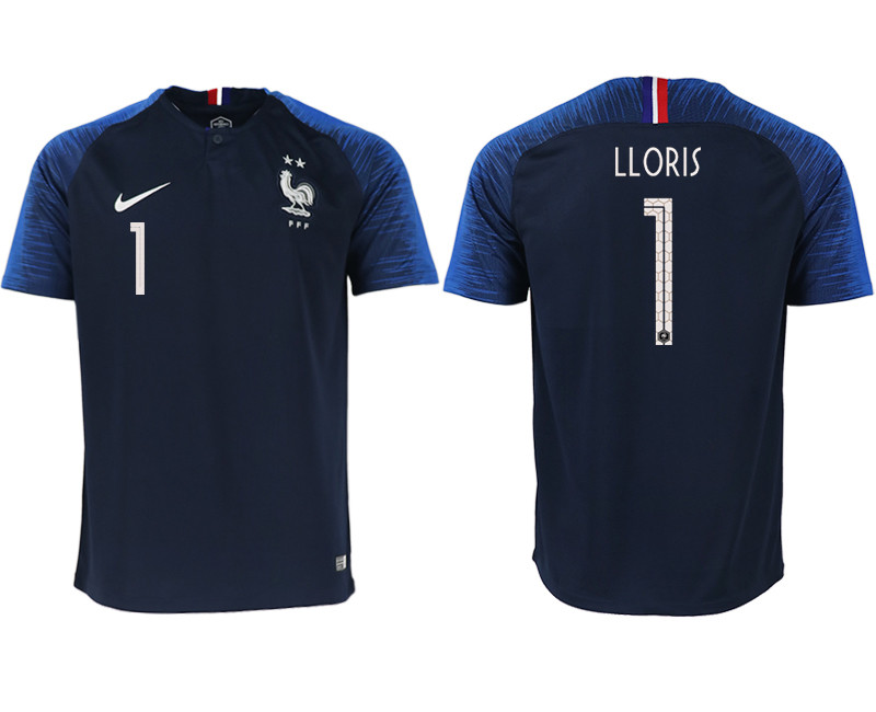 France 1 LLORIS Home 2018 FIFA World Cup Thailand Soccer Jersey