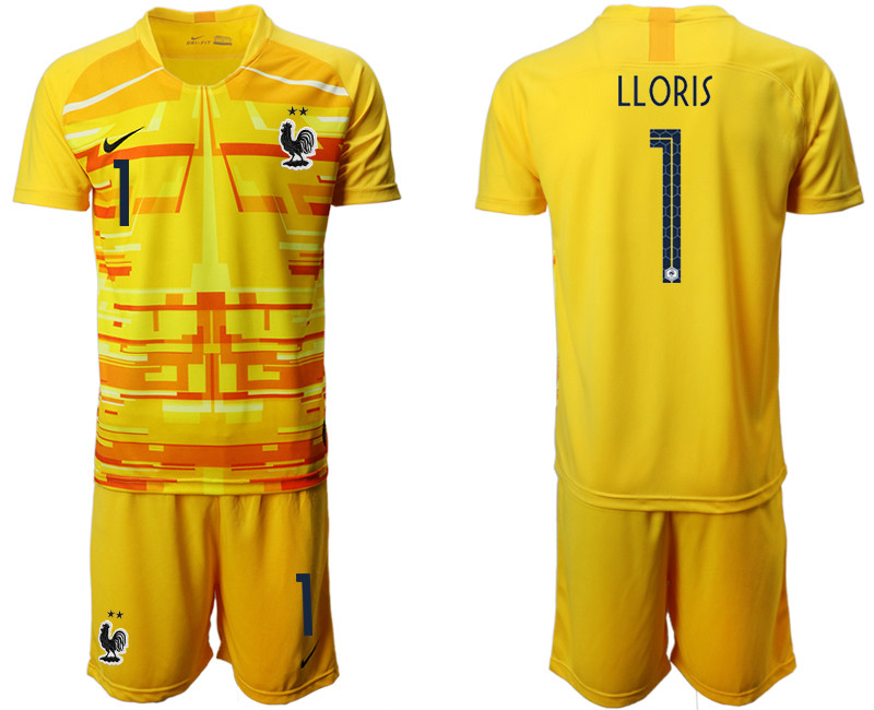 France 1 LLORIS Yellow Goalkeeper UEFA Euro 2020 Soccer Jersey
