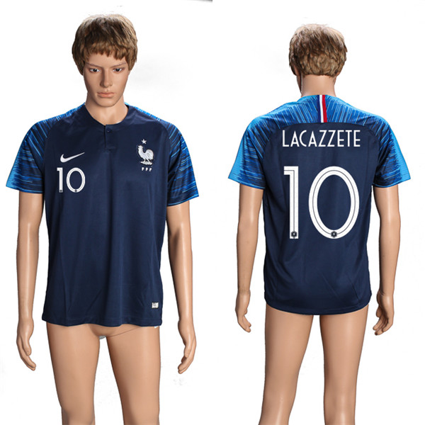 France 10 LACAZZETE Home 2018 FIFA World Cup Thailand Soccer Jersey