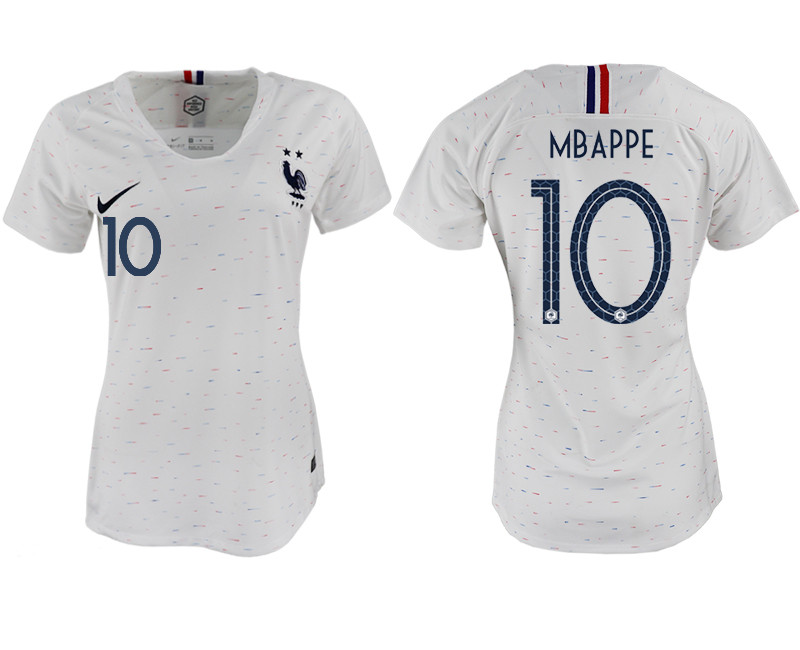 France 10 MBAPPE Away Women 2018 FIFA World Cup Soccer Jersey