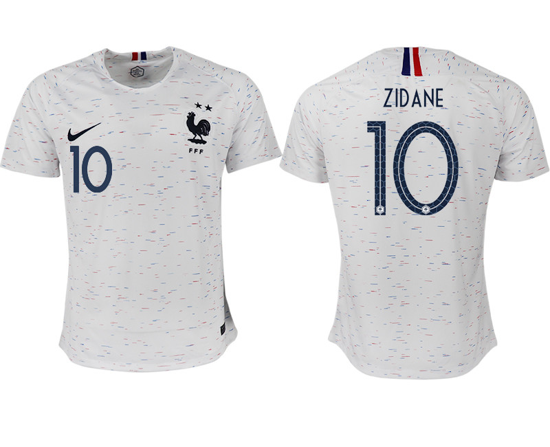 France 10 ZIDANE Away 2018 FIFA World Cup Thailand Soccer Jersey