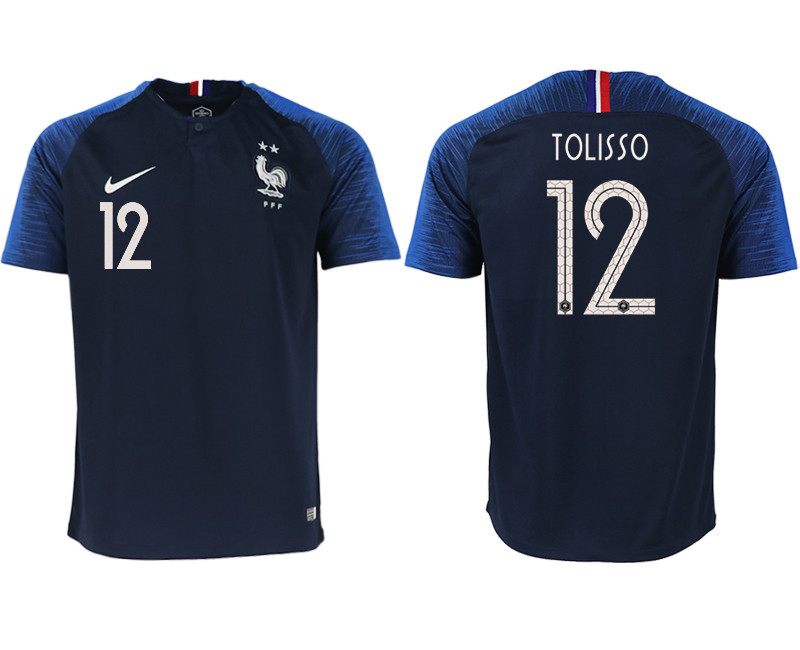 France 12 TOLISSO Home 2018 FIFA World Cup Thailand Soccer Jersey