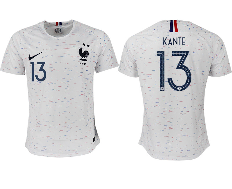 France 13 KANTE Away 2018 FIFA World Cup Thailand Soccer Jersey