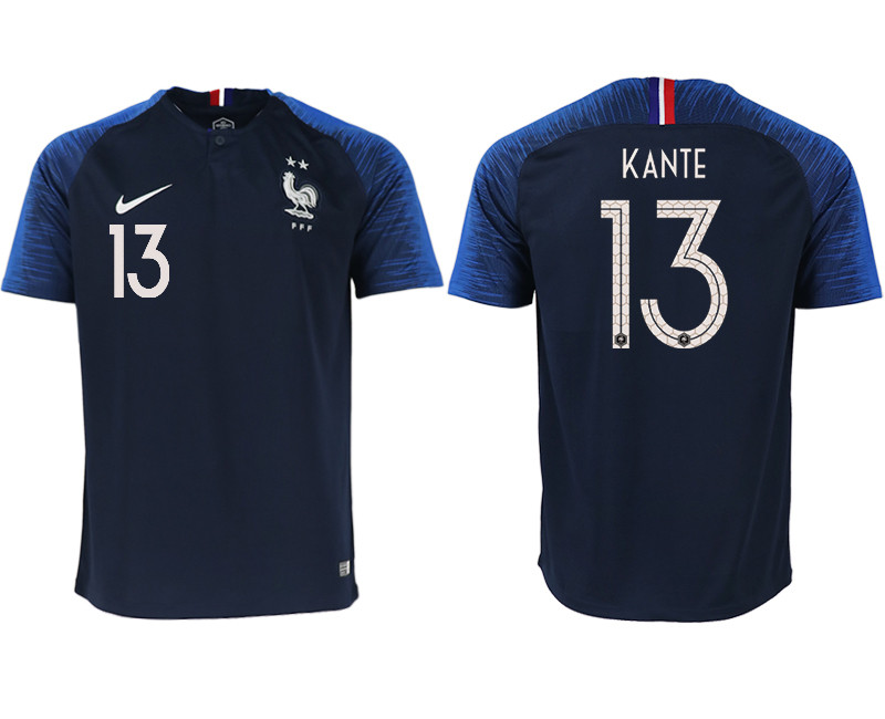 France 13 KANTE Home 2018 FIFA World Cup Thailand Soccer Jersey