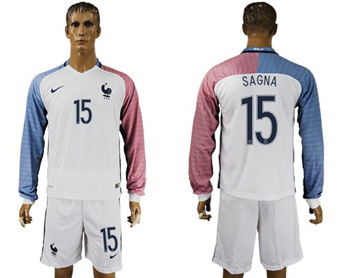 France 15 Sagna Away Long Sleeves Soccer Country Jersey