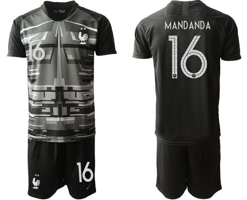 France 16 MANDANDA Black Goalkeeper UEFA Euro 2020 Soccer Jersey