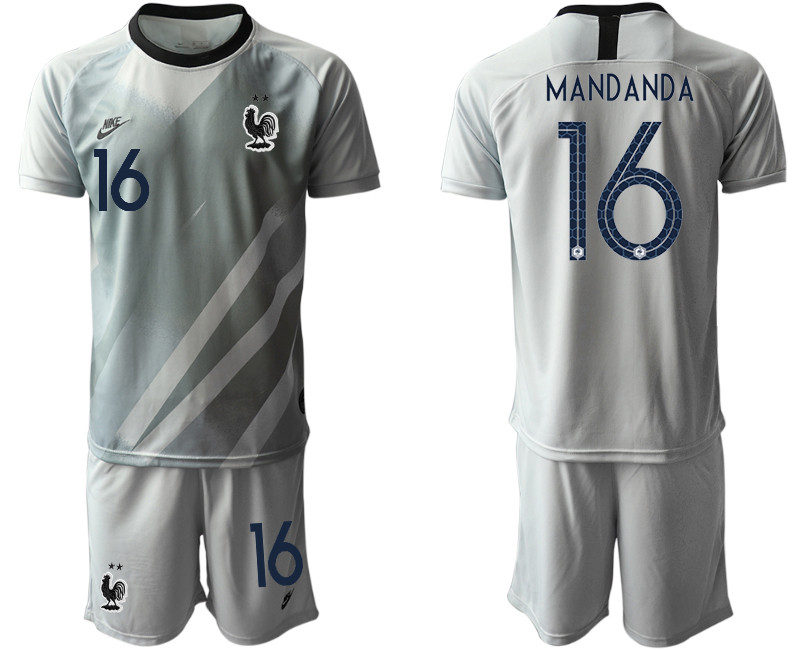 France 16 MANDANDA Gray Goalkeeper UEFA Euro 2020 Soccer Jersey