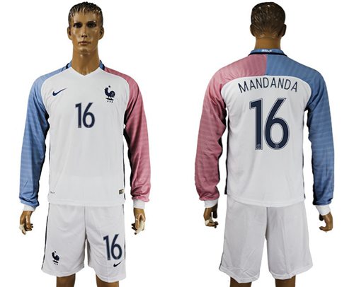 France 16 Mandanda Away Long Sleeves Soccer Country Jersey