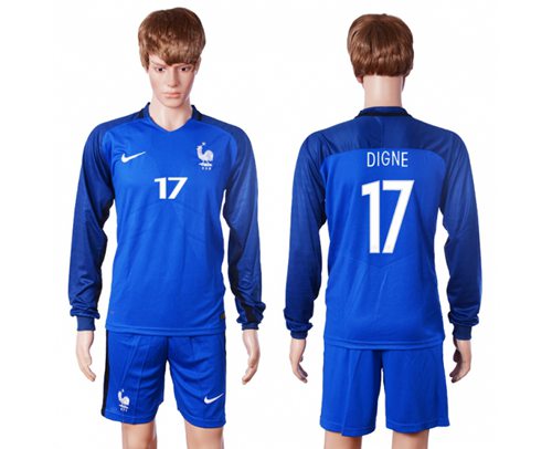 France 17 Digne Home Long Sleeves Soccer Country Jersey