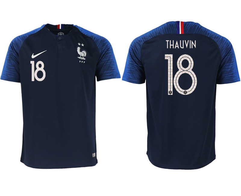France 18 THAUVIN Home 2018 FIFA World Cup Thailand Soccer Jersey