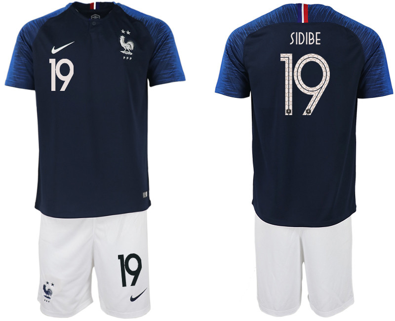 France 19 SIDIBE Home 2018 FIFA World Cup Soccer Jersey