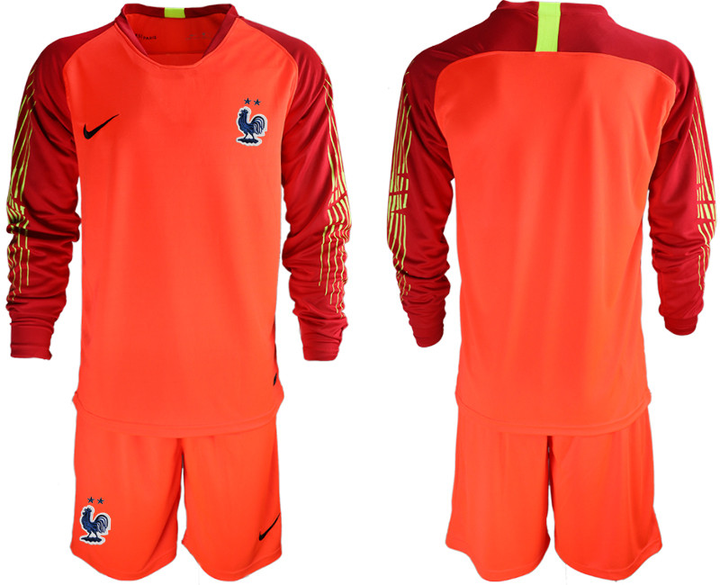 France 2 Star Red Long Sleeve 2018 FIFA World Cup Goalkeeper Soccer Jersey