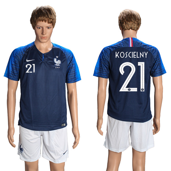 France 21 KOSCIELNY Home 2018 FIFA World Cup Soccer Jersey