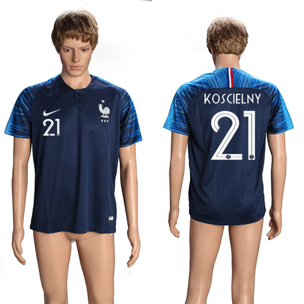 France 21 KOSCIELNY Home 2018 FIFA World Cup Thailand Soccer Jersey