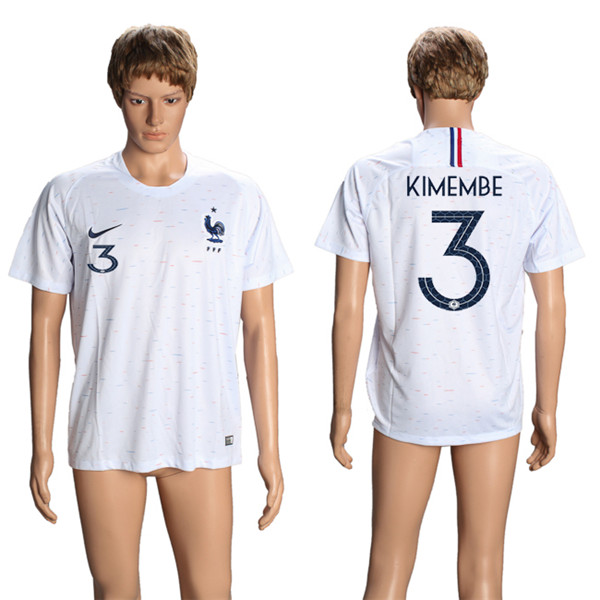 France 3 KIMEMBE Away 2018 FIFA World Cup Thailand Soccer Jersey