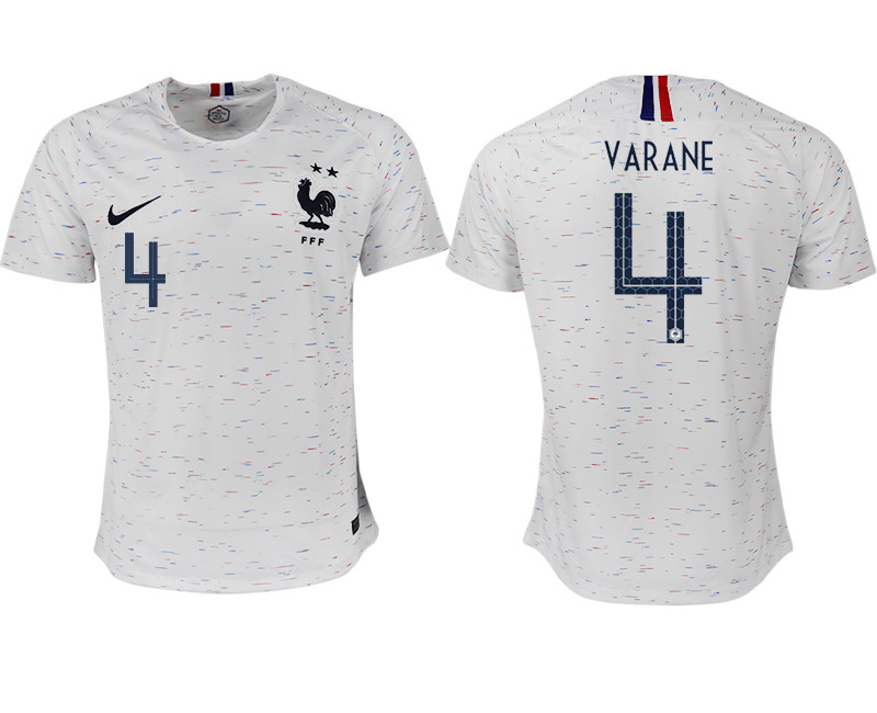 France 4 VARANE Away 2018 FIFA World Cup Thailand Soccer Jersey