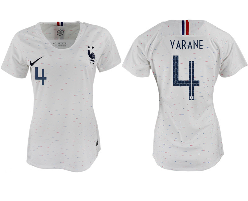 France 4 VARANE Away Women 2018 FIFA World Cup Soccer Jersey