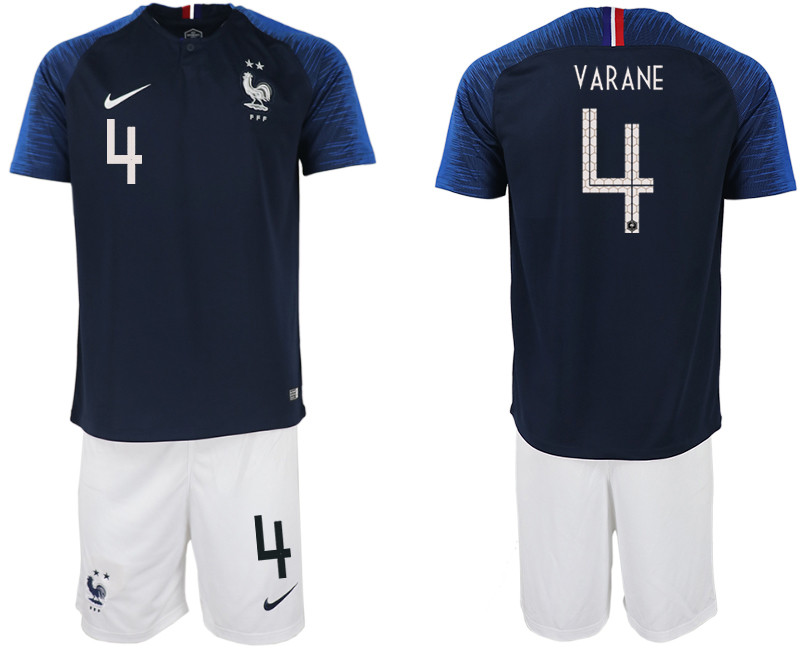 France 4 VARANE Home 2018 FIFA World Cup Soccer Jersey