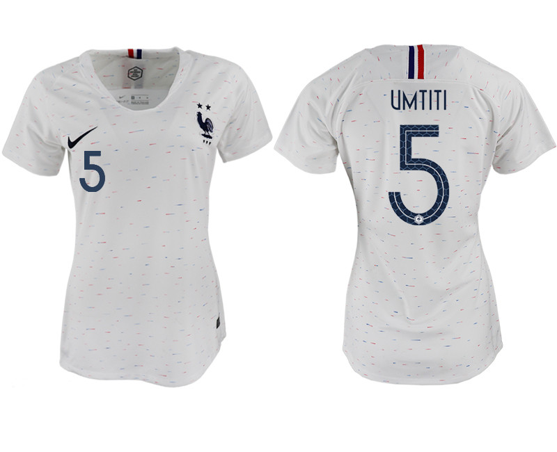 France 5 UMTITI Away Women 2018 FIFA World Cup Soccer Jersey