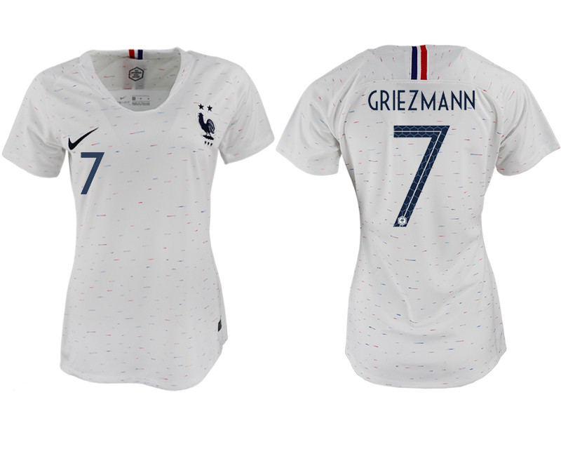 France 7 GRIEZMANN Away Women 2018 FIFA World Cup Soccer Jersey