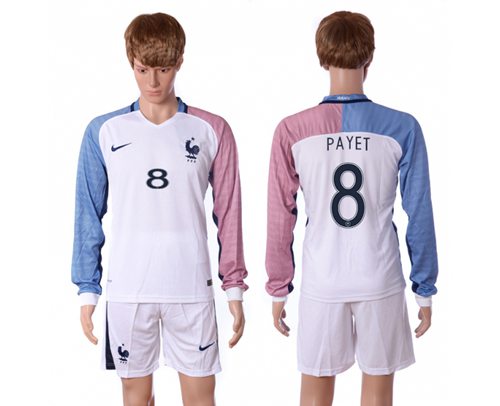 France 8 Payet Away Long Sleeves Soccer Country Jersey