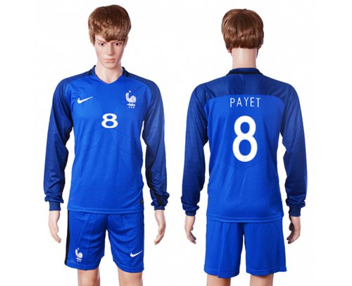 France 8 Payet Home Long Sleeves Soccer Country Jersey