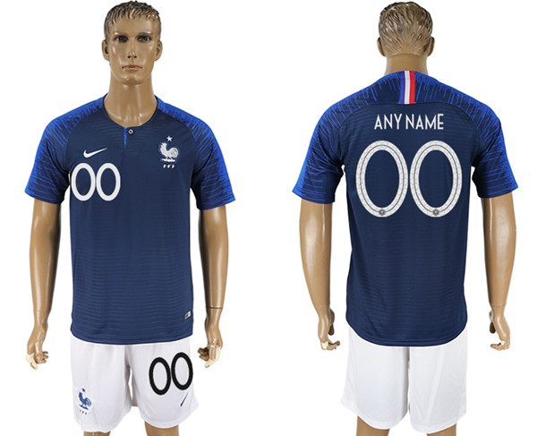 France Home 2018 FIFA World Cup Men's Customized Jersey