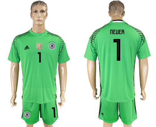 Germany 1 NEUER Green Goalkeeper 2018 FIFA World Cup Soccer Jersey