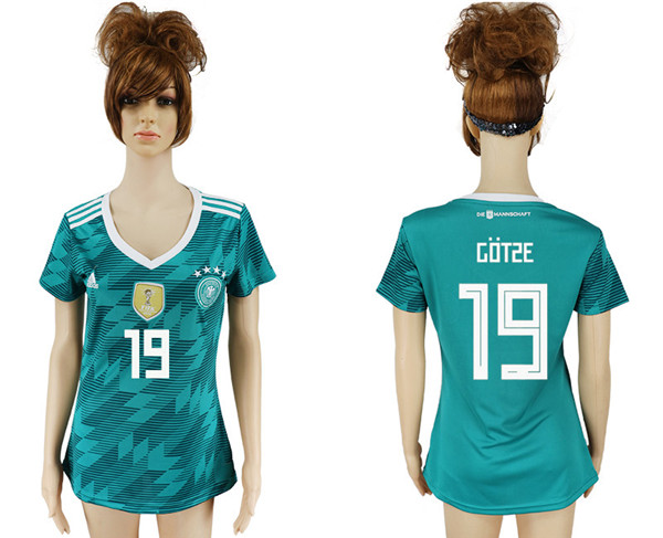 Germany 19 GOTZE Away Women 2018 FIFA World Cup Soccer Jersey