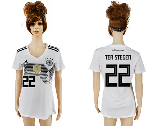 Germany 22 TER STEGEN Home 2018 FIFA World Cup Women Soccer Jersey