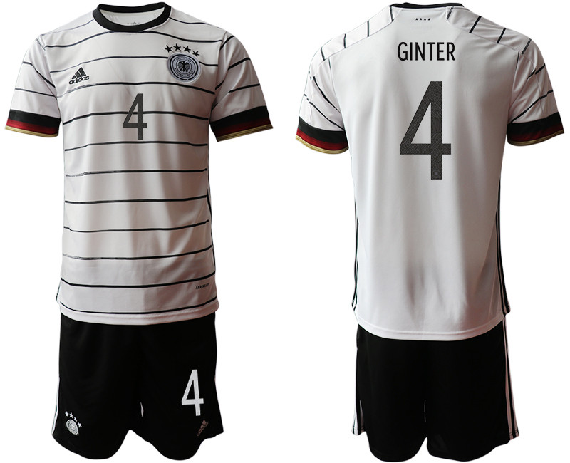 Germany 4 GINTER Home UEFA Euro 2020 Soccer Jersey