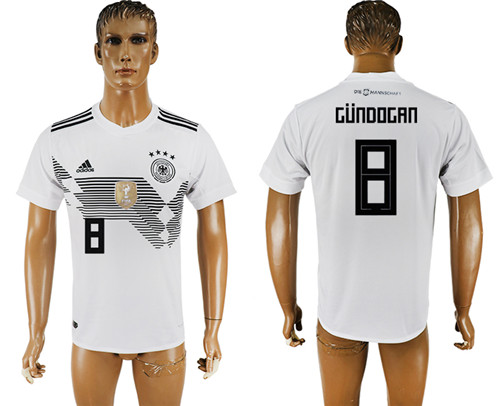 Germany 8 GUNDOGAN Home 2018 FIFA World Cup Thailand Soccer Jersey