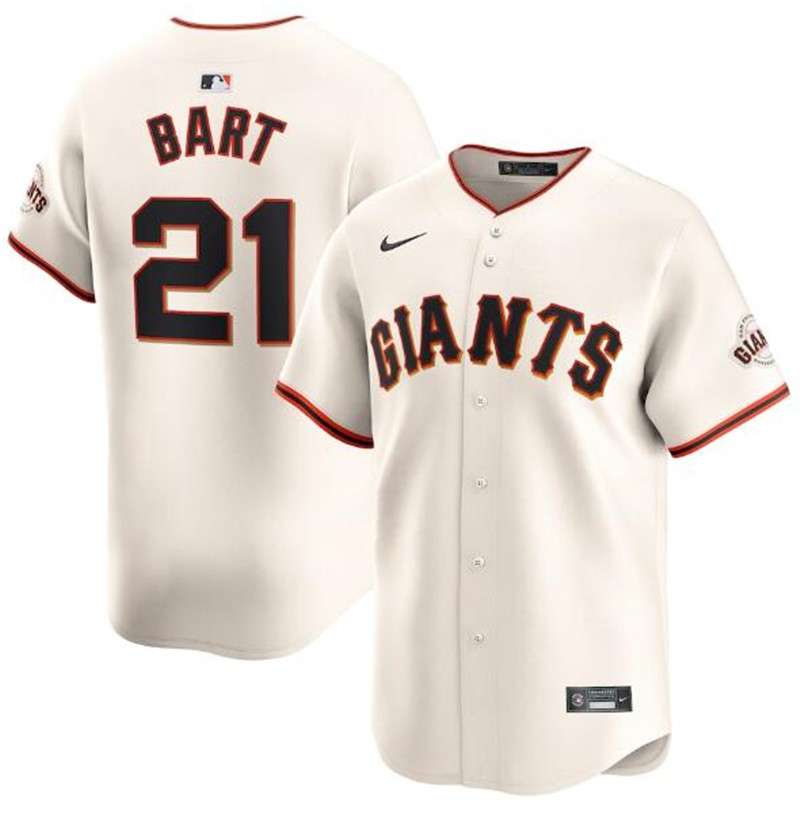 Giants 21 Joey Bart Cream Nike Cool Base Jersey