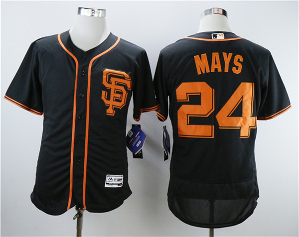 Giants 24 Willie Mays Black Flexbase Jersey