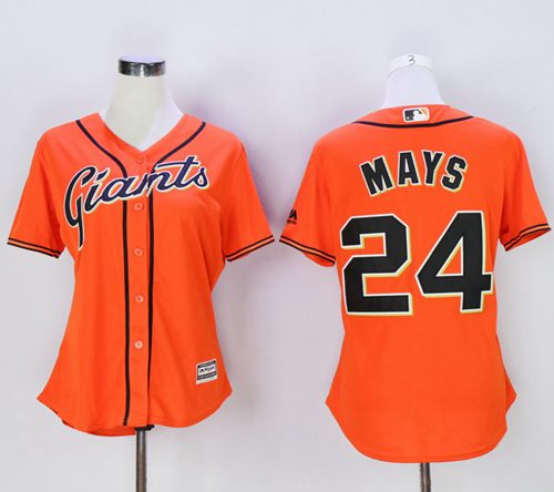 Giants 24 Willie Mays Orange Women Alternate Stitched MLB Jersey