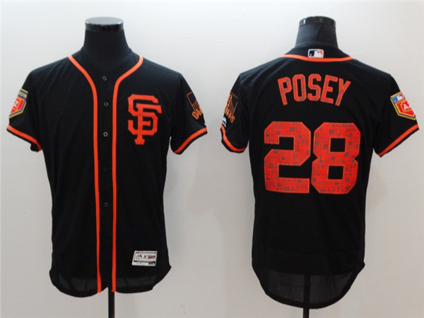 Giants 28 Buster Posey Black 2018 Spring Training Flexbase Jersey