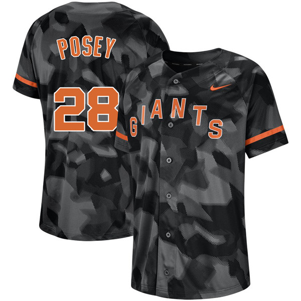 Giants 28 Buster Posey Black Camo Fashion Jersey