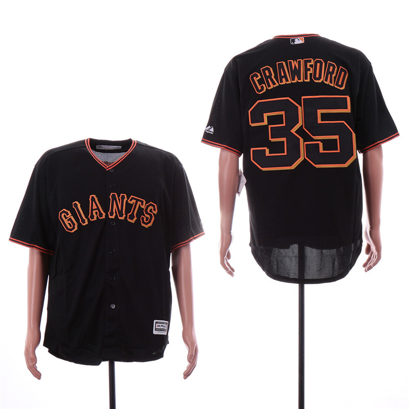 Giants 35 Brandon Carwford Black Cool Base Jersey