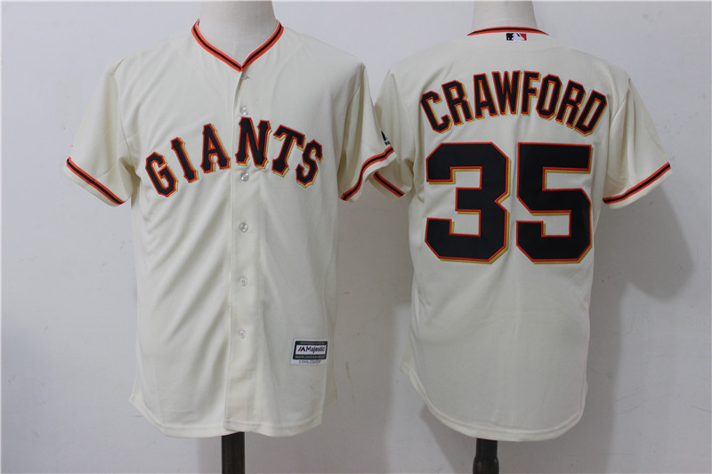 Giants 35 Brandon Crawford Cream Alternate Cool Base Jersey