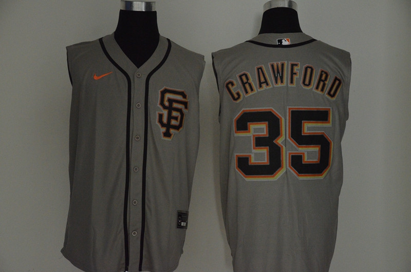 Giants 35 Brandon Crawford Gray Nike Cool Base Sleeveless Jersey