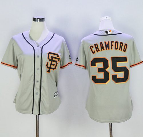 Giants 35 Brandon Crawford Grey Women Road 2 Stitched MLB Jersey