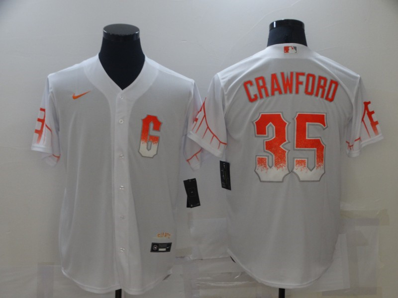 Giants 35 Brandon Crawford White Nike 2021 City Connect Cool Base Jersey