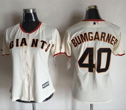 Giants 40 Madison Bumgarner Cream Women Home Stitched MLB Jersey