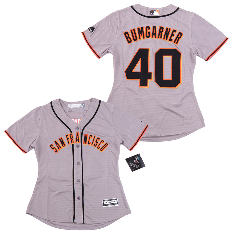 Giants 40 Madison Bumgarner Gray Women Cool Base Jersey