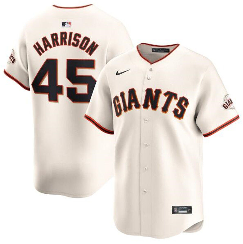 Giants 45 Kyle Harrison Cream Nike Cool Base Jersey