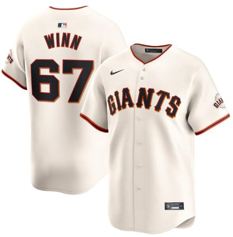 Giants 67 Keaton Winn Cream Nike Cool Base Jersey