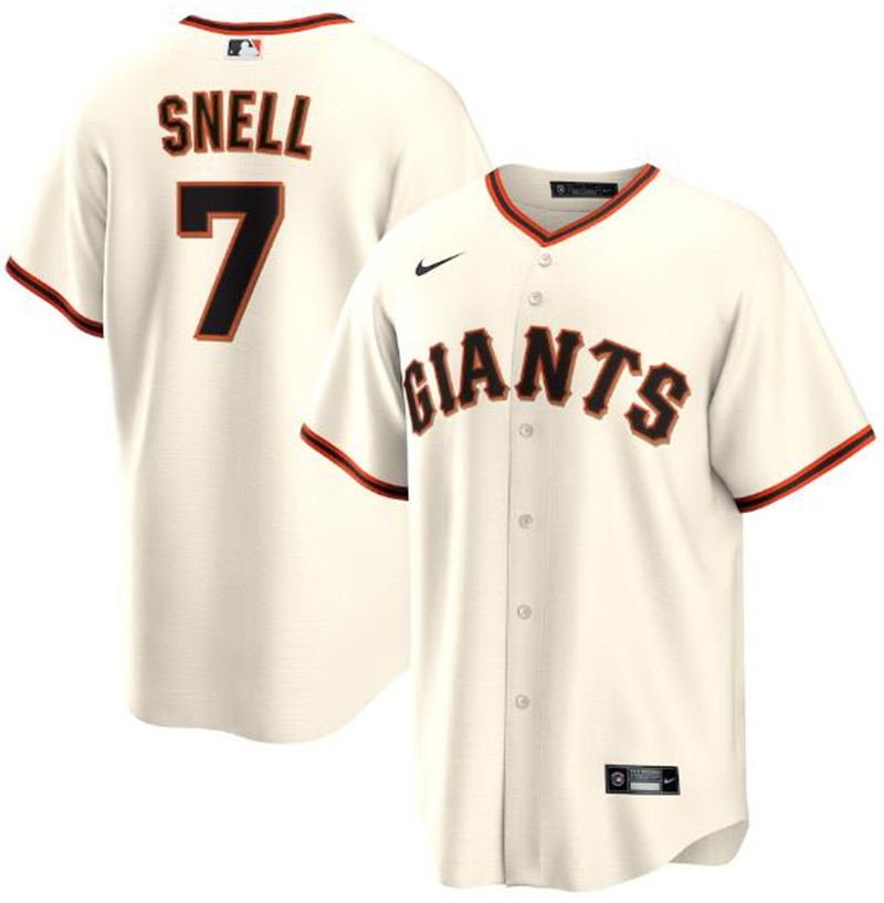 Giants 7 Blake Snell Cream Nike Cool Base Jersey