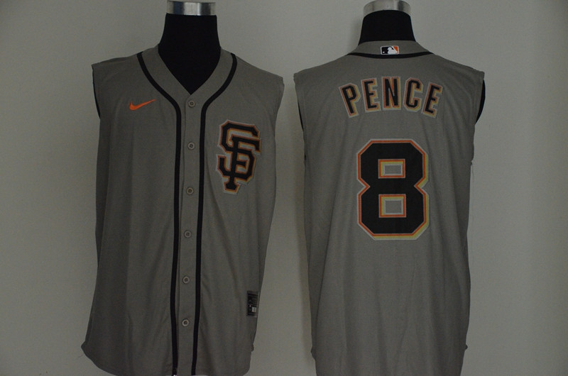 Giants 8 Hunter Pence Gray Nike Cool Base Sleeveless Jersey