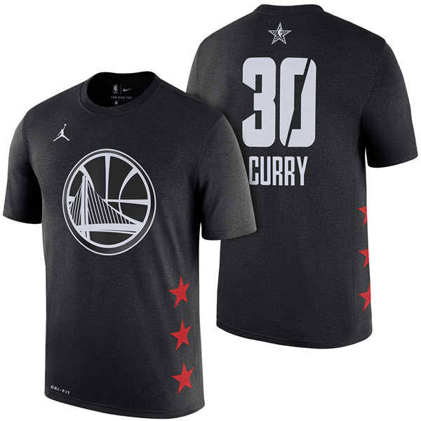 Golden State Warriors 30 Stephen Curry Black 2019 NBA All Star Game Men T Shirt