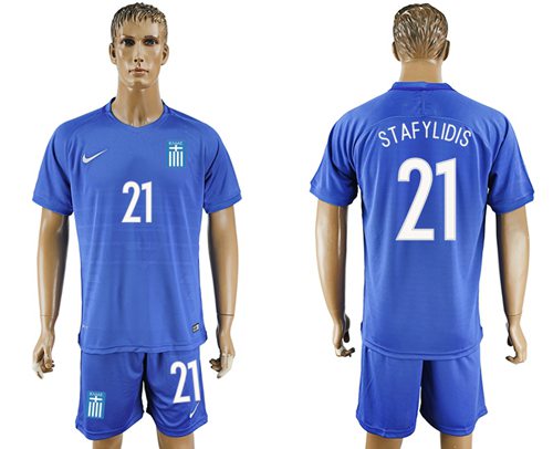 Greece 21 Stafylidis Away Soccer Country Jersey